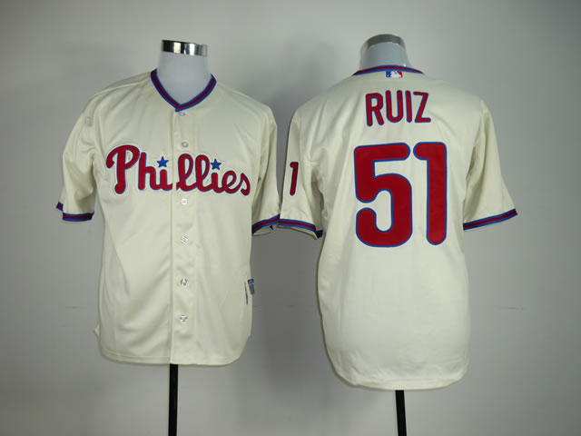 Men Philadelphia Phillies 51 Ruiz Cream MLB Jerseys